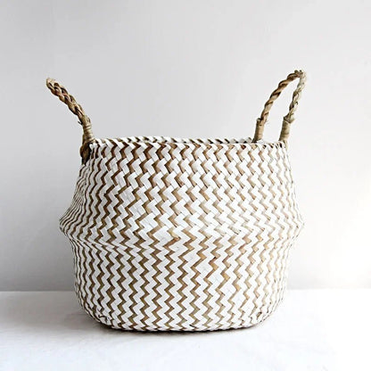 PLANTORA – Boho Handmade Wicker Basket Collapsible Flower Pot Organizer