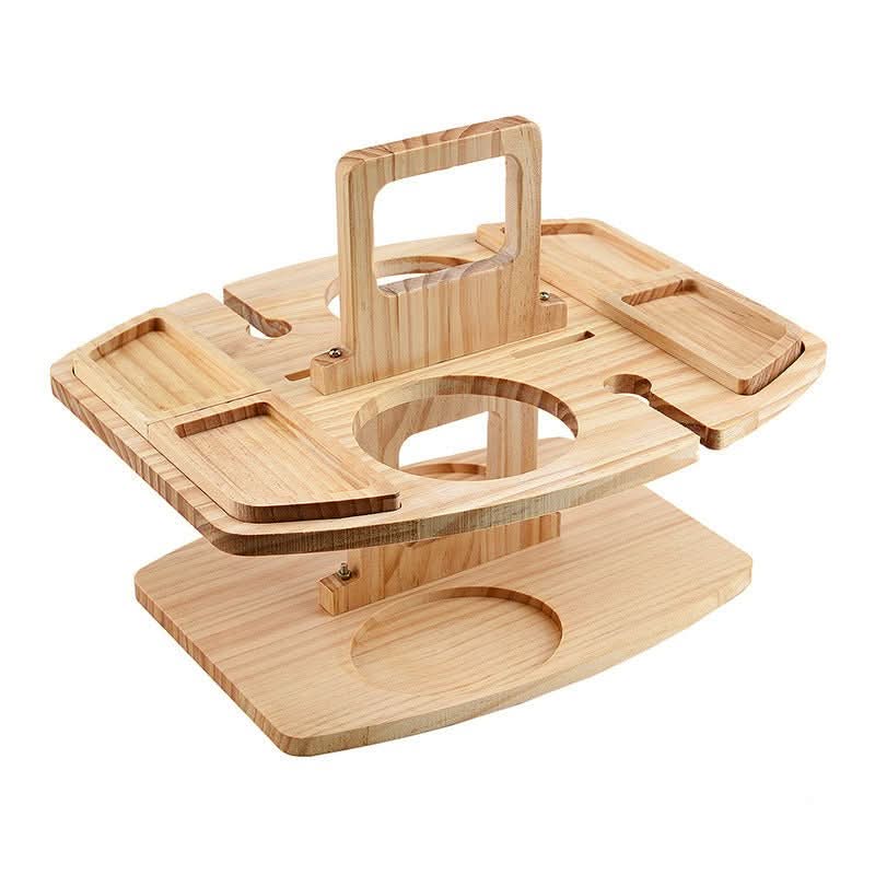 Portable Wooden Picnic Table – Foldable Outdoor Wine & Snack Table for Garden, Beach & Camping