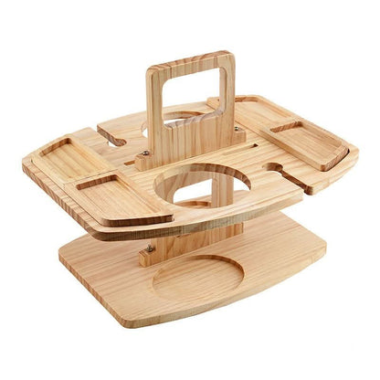 Portable Wooden Picnic Table – Foldable Outdoor Wine & Snack Table for Garden, Beach & Camping