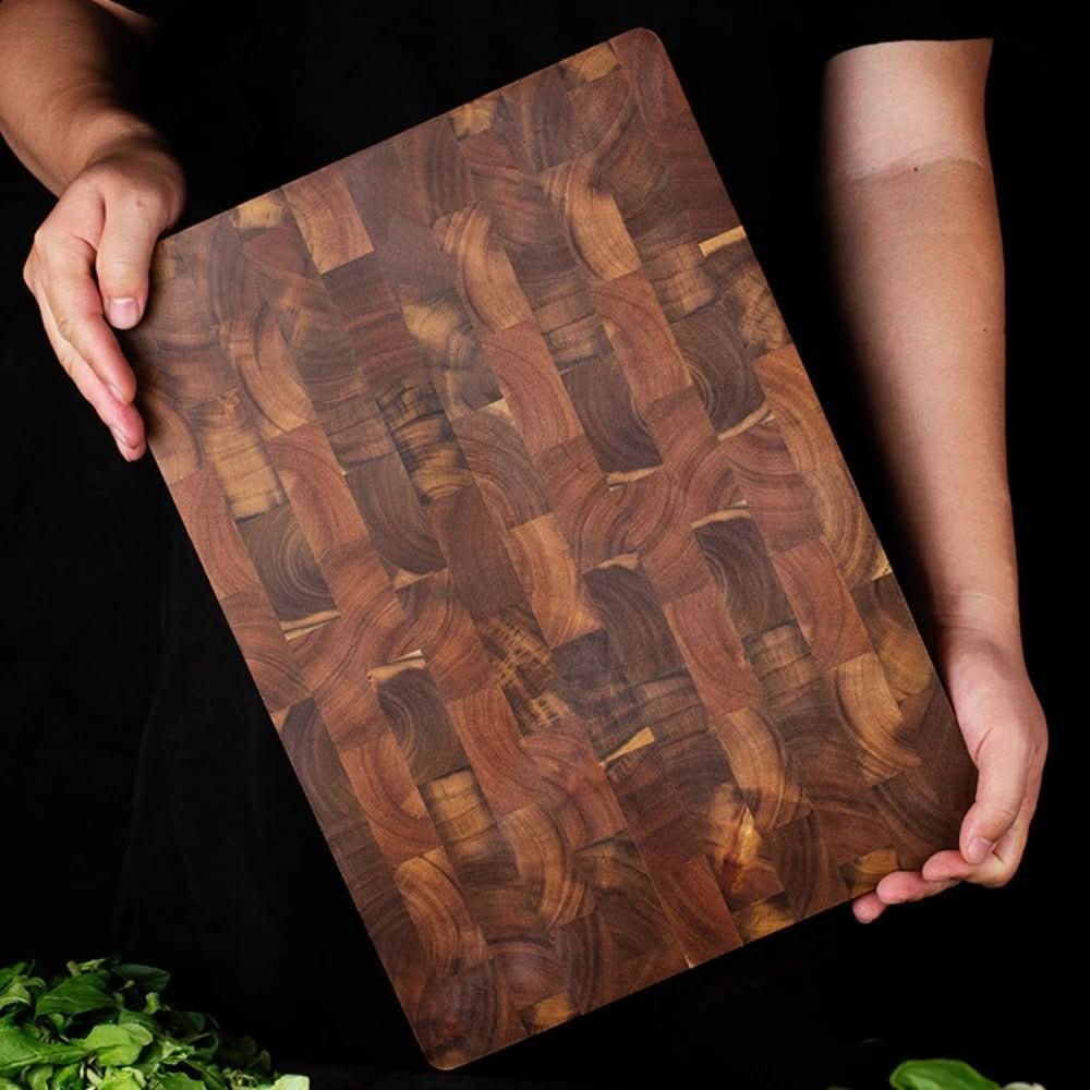 TIMBERSERVE – Antibacterial Acacia Wood Cutting Board with Elegant Chessboard Design