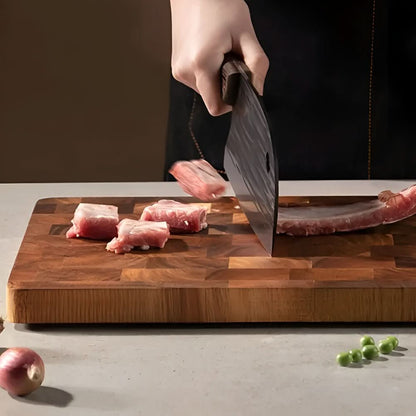 TIMBERSERVE – Antibacterial Acacia Wood Cutting Board with Elegant Chessboard Design
