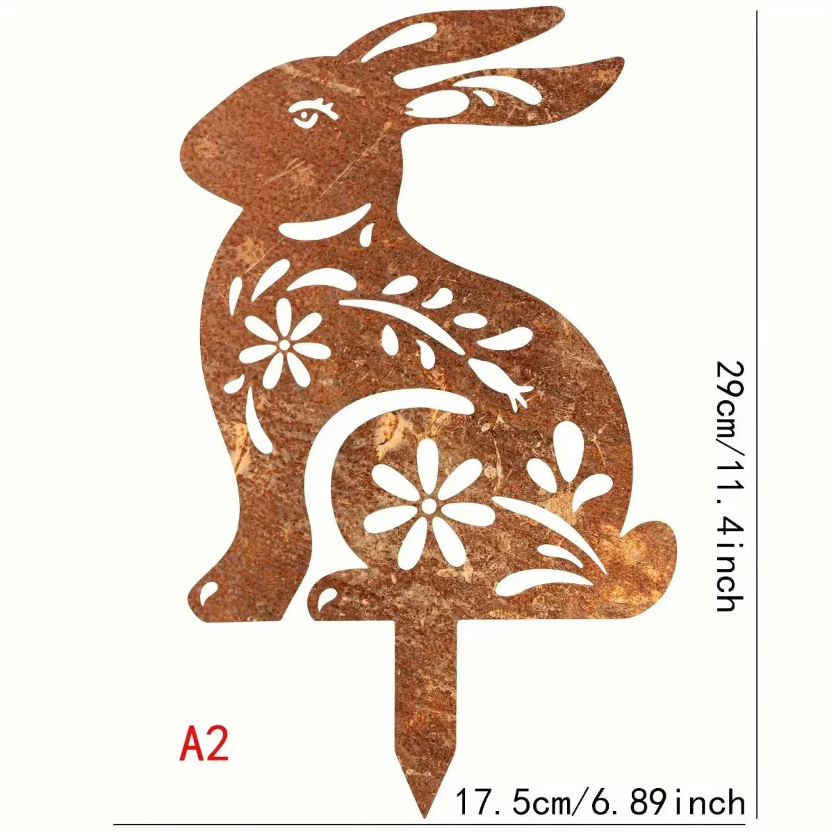 RABBITRAIL – Rustikaler Metall-Hasen-Gartenstecker für Bauernhaus-Außendekoration