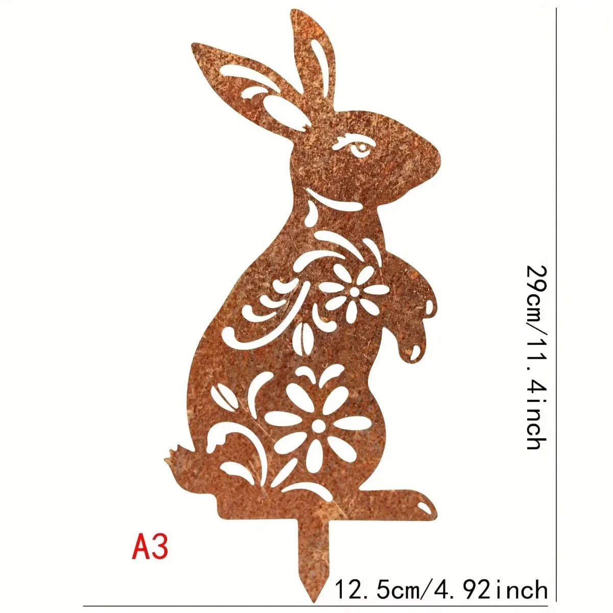 RABBITRAIL – Rustikaler Metall-Hasen-Gartenstecker für Bauernhaus-Außendekoration