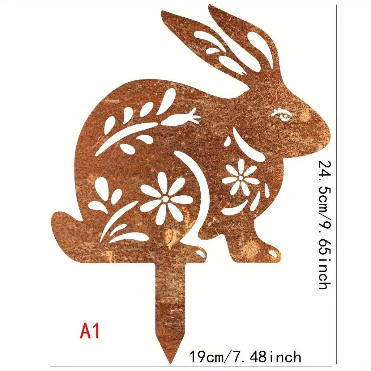 RABBITRAIL – Rustikaler Metall-Hasen-Gartenstecker für Bauernhaus-Außendekoration