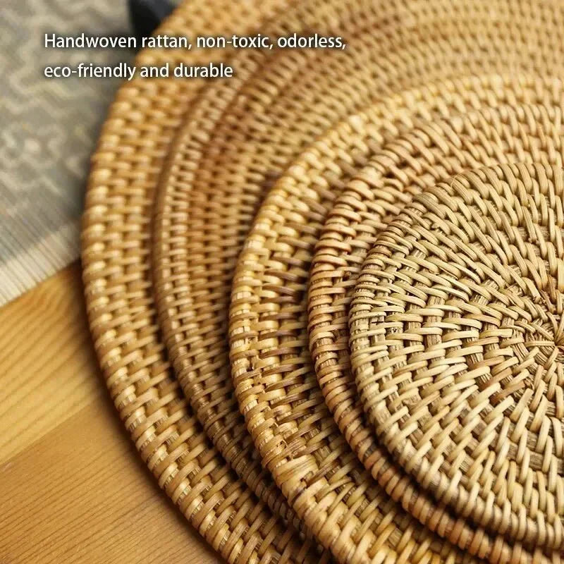 RATTANRA – Heat-Insulating Rattan Drink Coasters for Table Protection