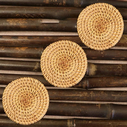 RATTANRA – Heat-Insulating Rattan Drink Coasters for Table Protection