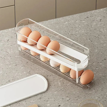 ROLLSTACK – Automatic 2-Layer Rolling Egg Organizer for Refrigerators