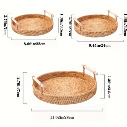 RUSTICPANTRY – Handwoven Rattan Tray & Food Storage Basket with Lid