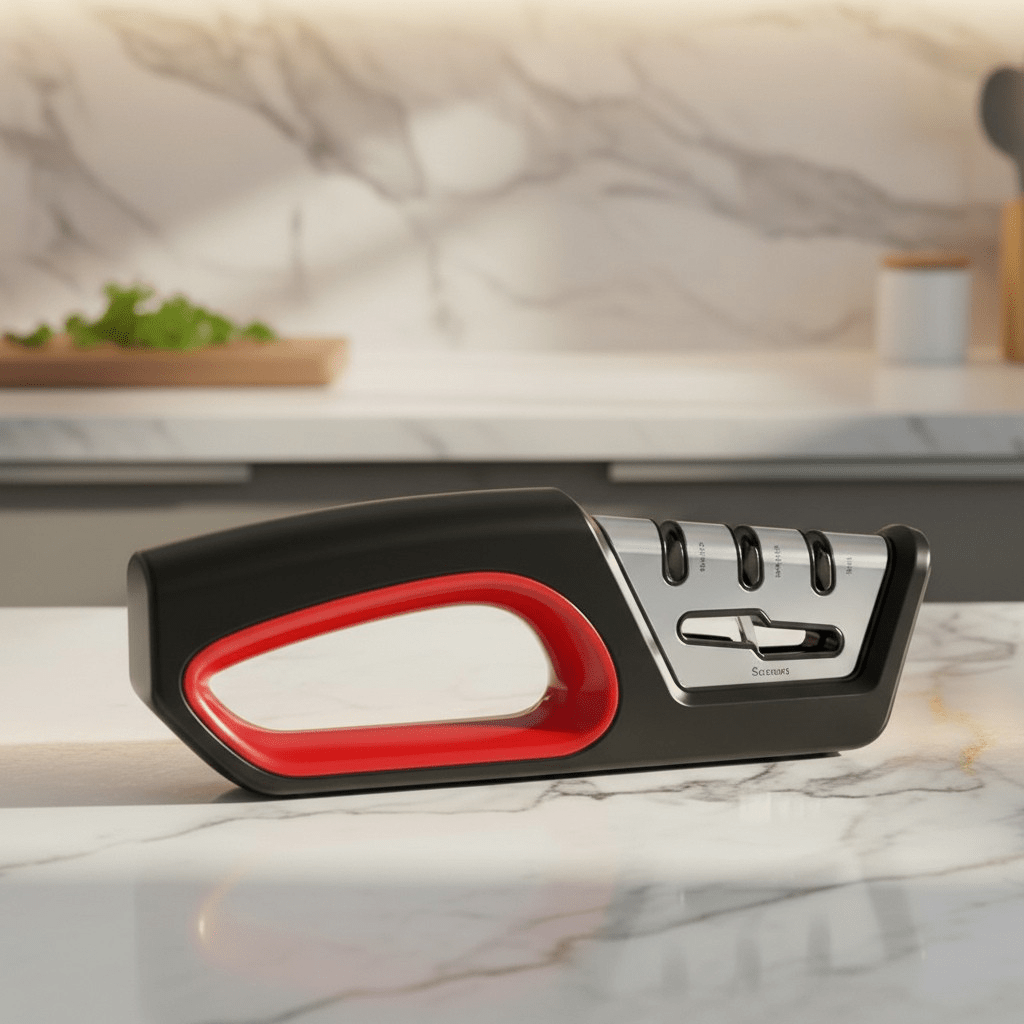 SHARPFLEX – 4-in-1 Knife Sharpener & Scissors Polisher – Ergonomic Kitchen Tool