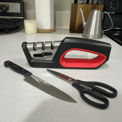 SHARPFLEX – 4-in-1 Knife Sharpener & Scissors Polisher – Ergonomic Kitchen Tool