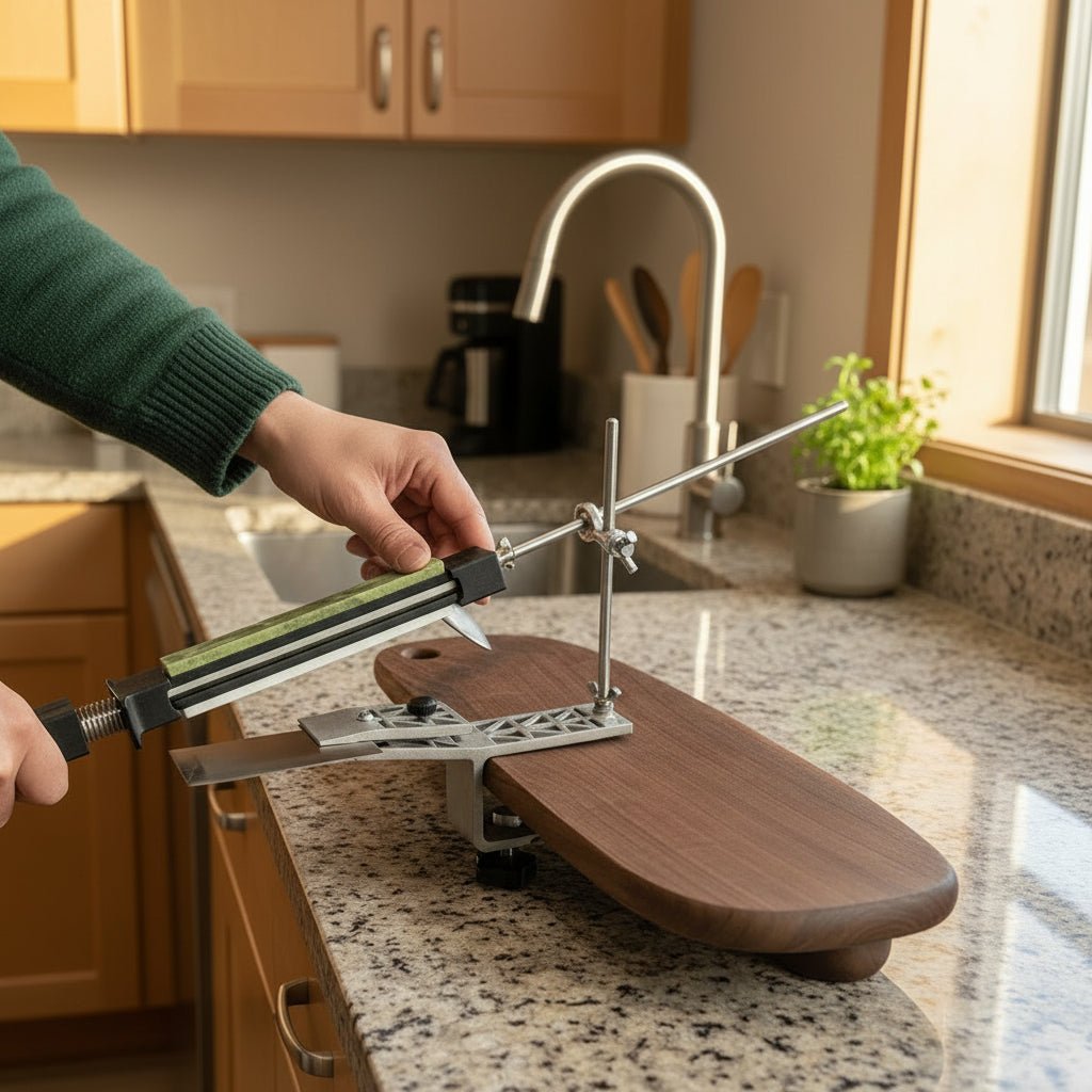 SHARPLINE – Precision Manual Knife Sharpener with Adjustable Rotatable Clamp for All Blades