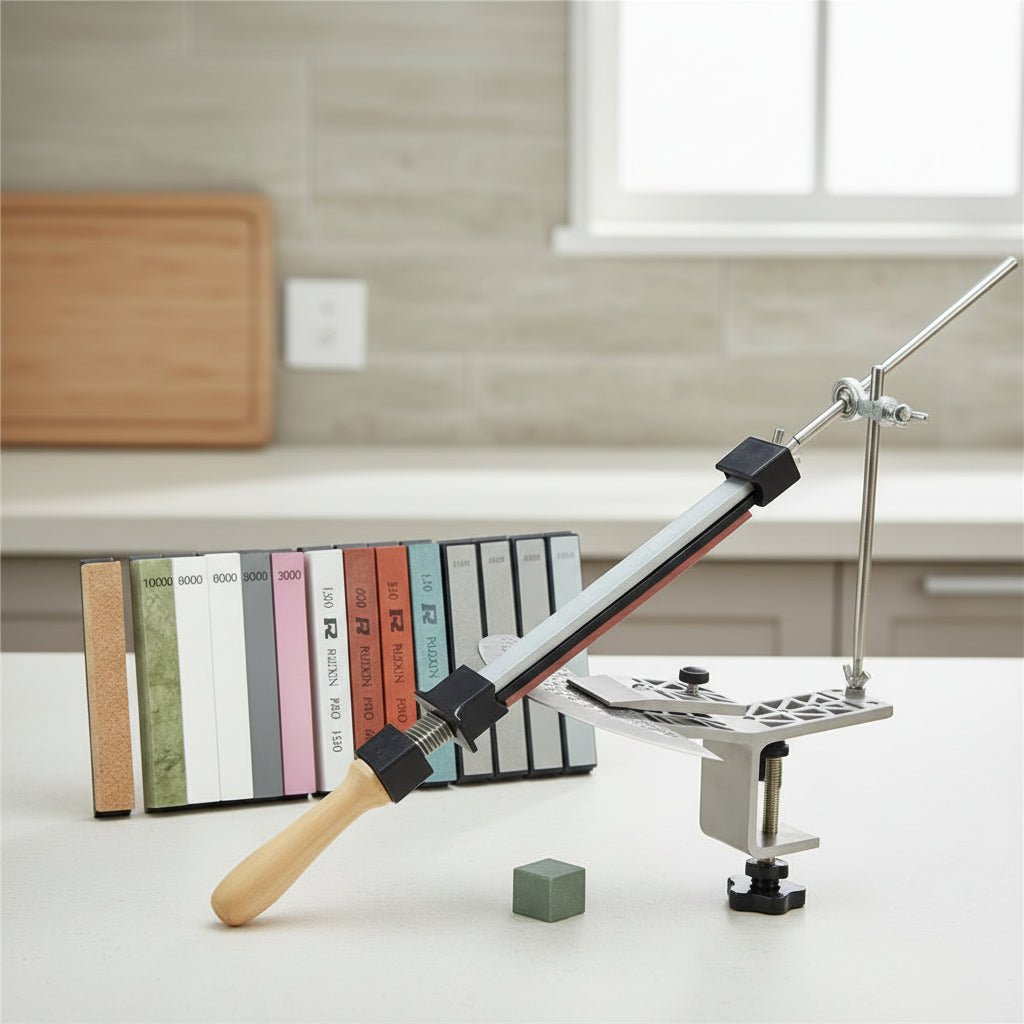 SHARPLINE – Precision Manual Knife Sharpener with Adjustable Rotatable Clamp for All Blades
