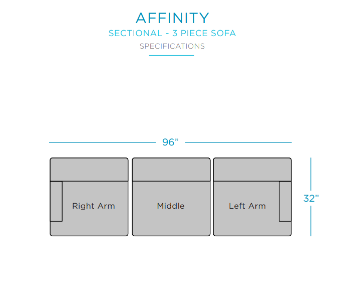 Affinity 3 Piece Outdoor Sofa 96"L