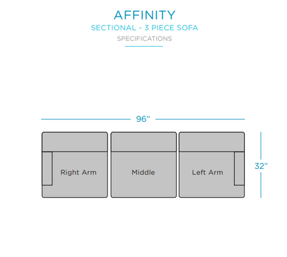 Affinity 3 Piece Outdoor Sofa 96"L