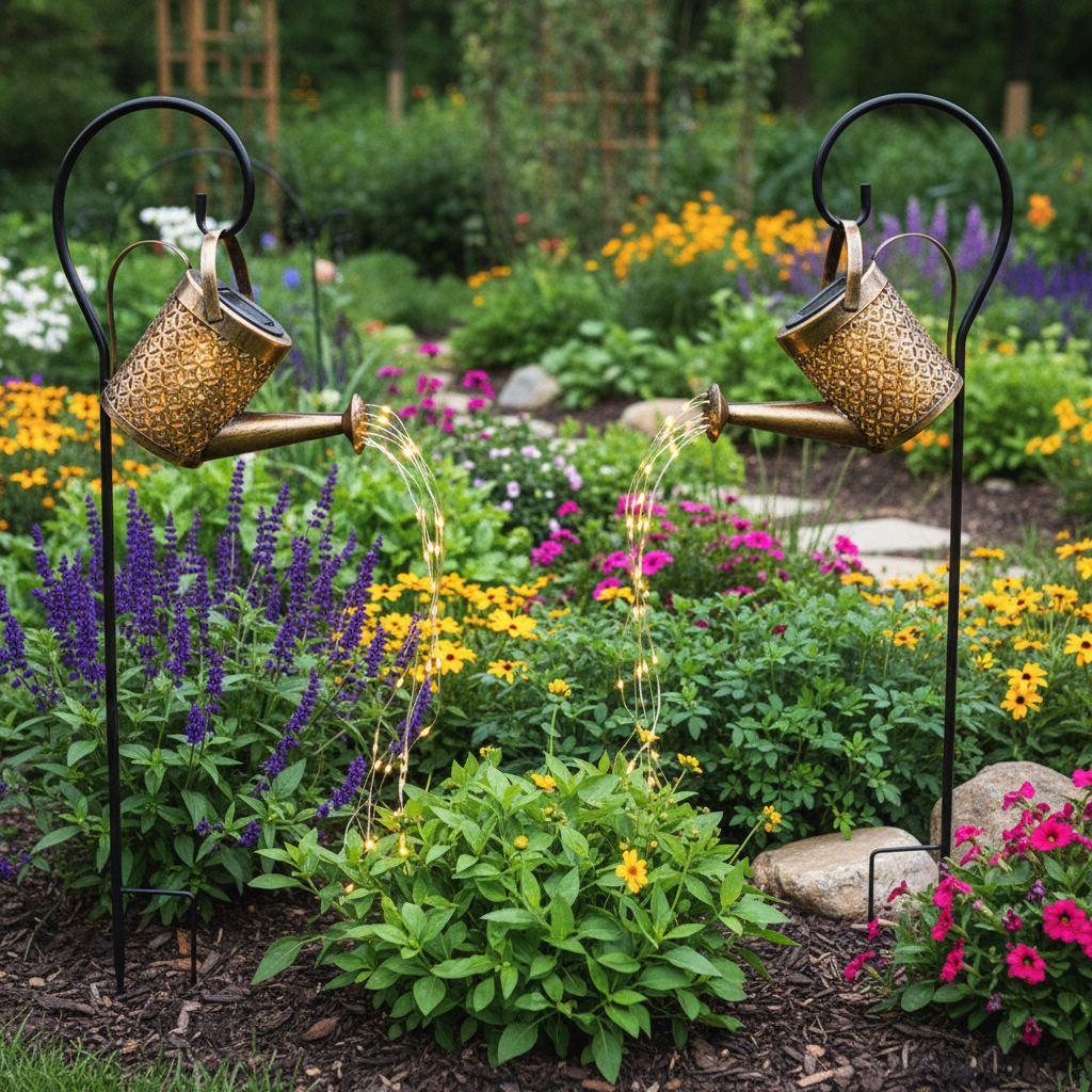Solar Watering Can Lamp – Wrought Iron Garden Light with 36 Warm LEDs for Magical Outdoor Ambience
