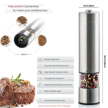 SPEEDSPICE – Electric Salt and Pepper Grinder Set with One-Handed Operation and Built-In Light