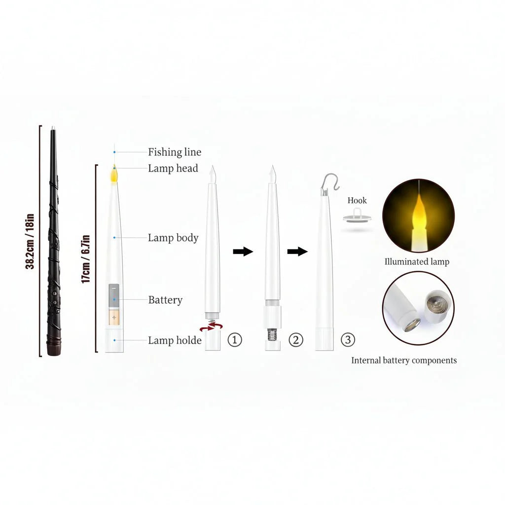 SPELLFLAME – Battery Operated Flameless Floating Candles with Magic Wand Remote