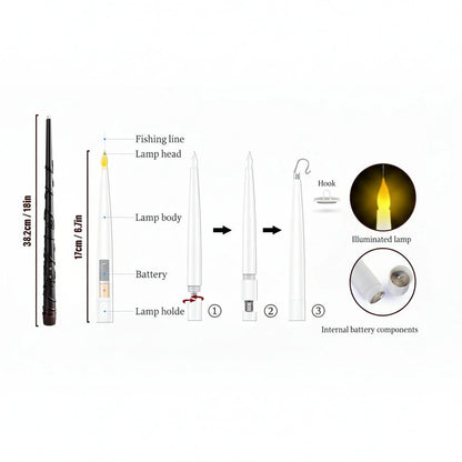 SPELLFLAME – Battery Operated Flameless Floating Candles with Magic Wand Remote