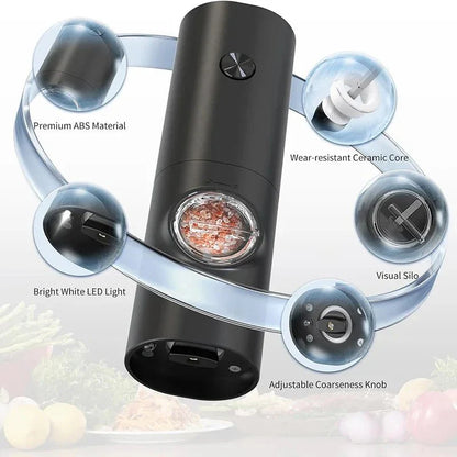 SPICEDUO – Electric Salt and Pepper Grinder Set with Adjustable Coarseness