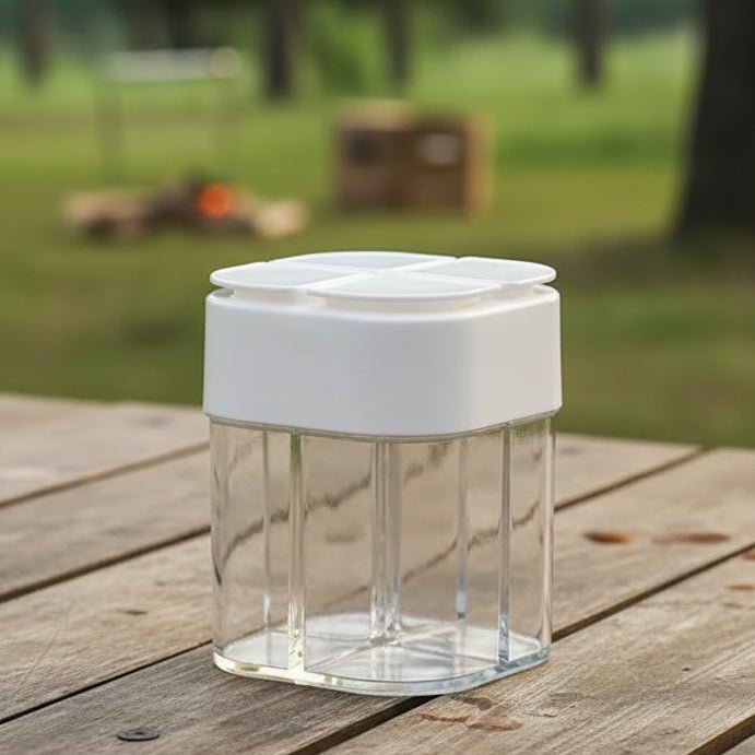 SPICETREK – 4-in-1 Travel Spice Dispenser Compact Durable for Camping Meals