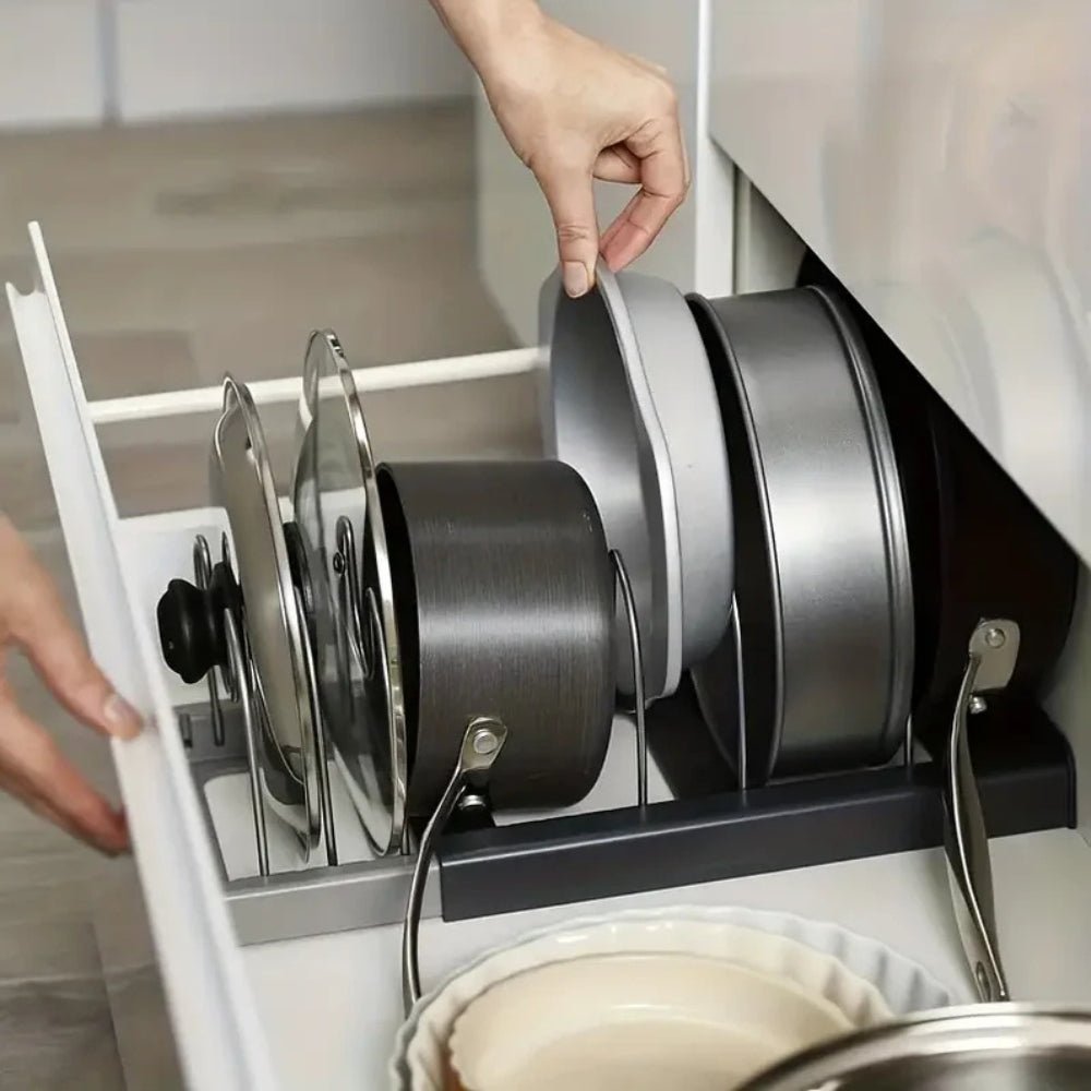 STABLECHEF – Adjustable Metal Kitchen Organizer with Secure Grip