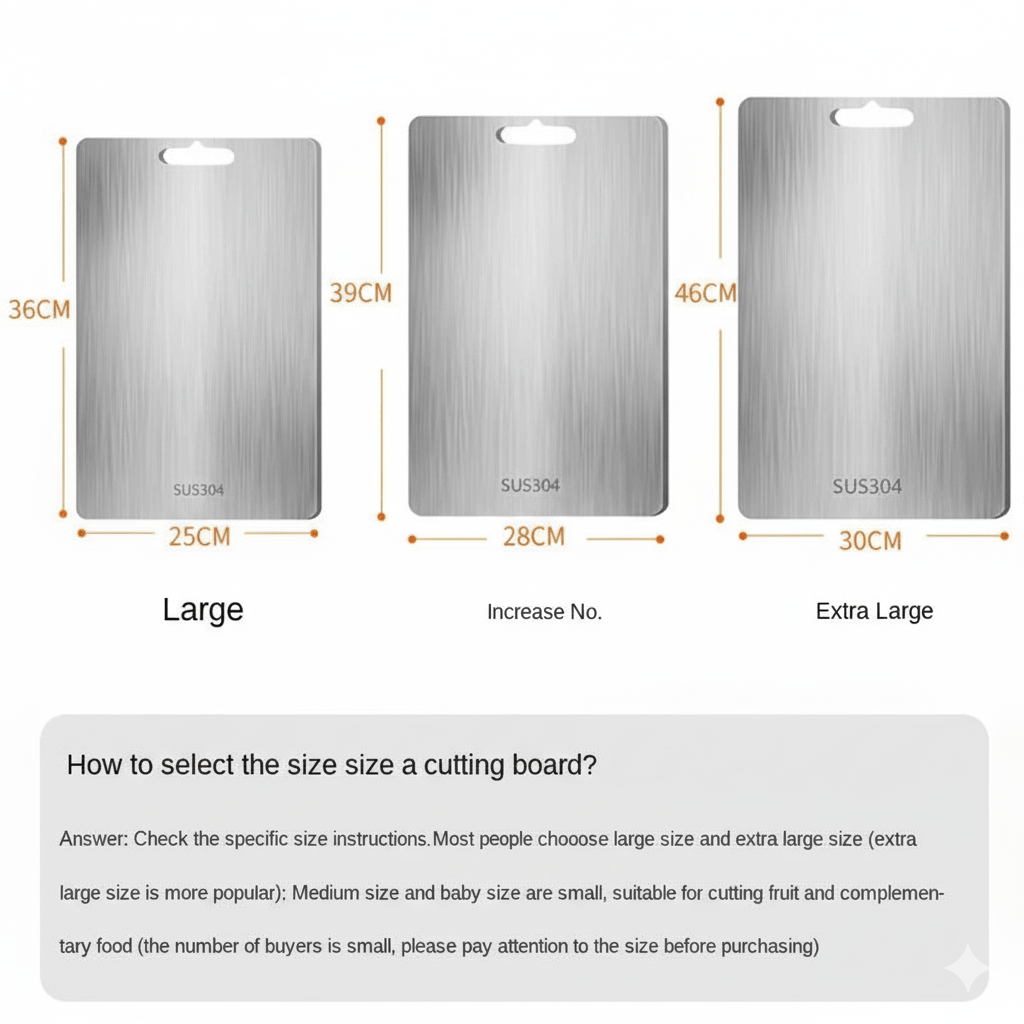 STEELCLEAN – Antibacterial Stainless Steel Cutting Board for Hygienic Food Prep