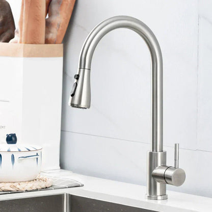 STEELLINE – High Arc Pull-Out Kitchen Faucet with Clean Minimalist Look