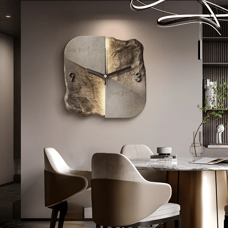 StoneAura – Modern Sandstone-Effect Wall Clock with Silent Quartz