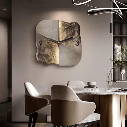 StoneAura – Modern Sandstone-Effect Wall Clock with Silent Quartz