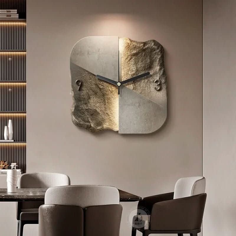 StoneAura – Modern Sandstone-Effect Wall Clock with Silent Quartz