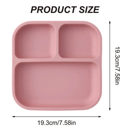 SUCTIONLOCK PLATE – Silicone Divided Square Plate for Toddlers with Strong Suction Base (BPA Free)