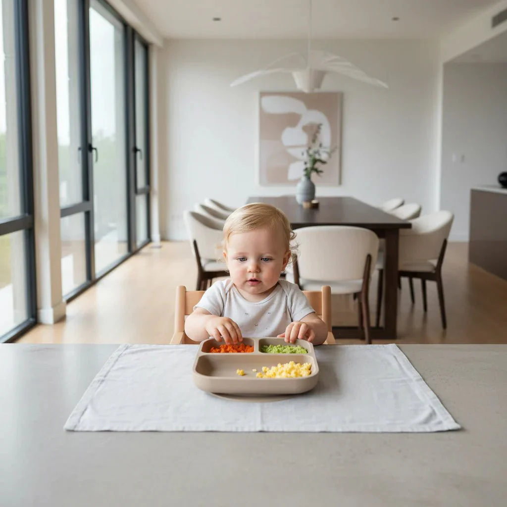 SUCTIONLOCK PLATE – Silicone Divided Square Plate for Toddlers with Strong Suction Base (BPA Free)