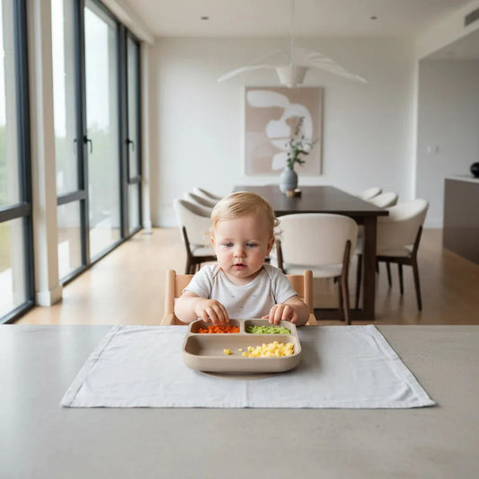 SUCTIONLOCK PLATE – Silicone Divided Square Plate for Toddlers with Strong Suction Base (BPA Free)