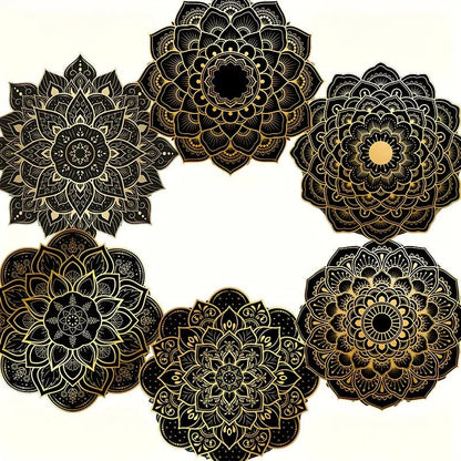TABLEVA – Elegant Round Wooden Coaster with Mandala Design