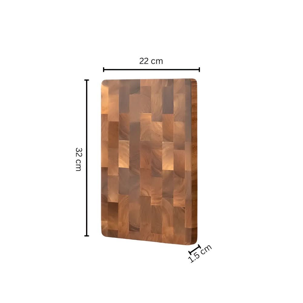 TIMBERSERVE – Antibacterial Acacia Wood Cutting Board with Elegant Chessboard Design