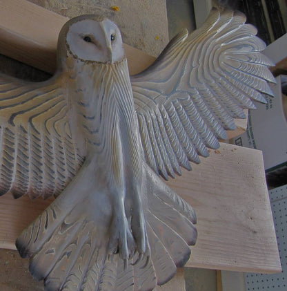 TIMBERSPIRIT – Artistic Barn Owl Wall Art Expertly Carved from Solid Wood