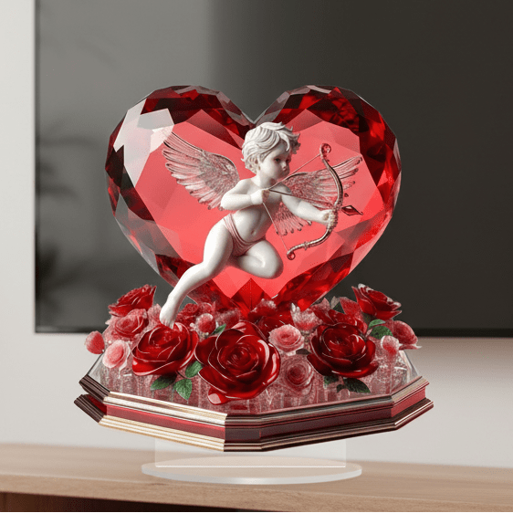 VALENTIA – Elegant Cupid and Rose Heart Decoration for Valentine’s Day Gifting