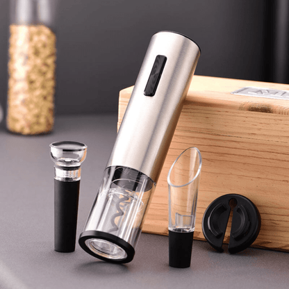 Vinolux 4-in-1 Electric Wine Opener Set – Corkscrew, Foil Cutter, Aerator & Vacuum Stopper