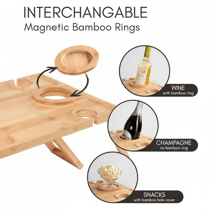 VINTASTYLE – Folding Wine Picnic Table with Glass Holders for Refined Outdoor Dining