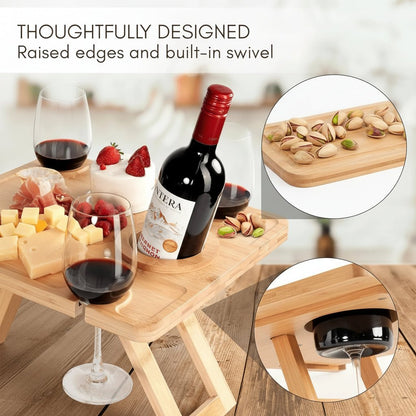 VINTASTYLE – Folding Wine Picnic Table with Glass Holders for Refined Outdoor Dining