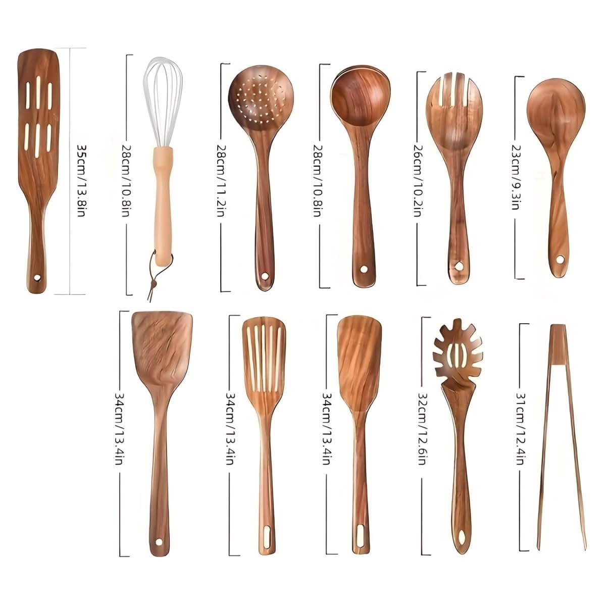 WOODCHEF – 11-Piece Wooden Kitchen Utensil Set for Scratch-Free Cooking