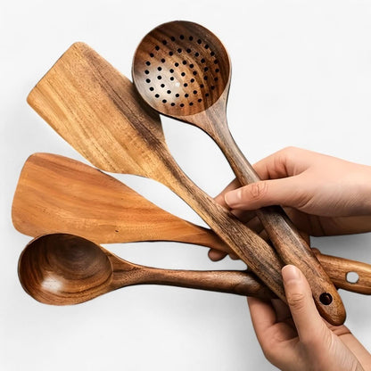WOODCHEF – 11-Piece Wooden Kitchen Utensil Set for Scratch-Free Cooking