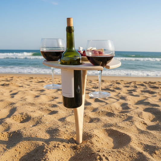 WOODWINE – Portable Wooden Wine Table Folding Outdoor Glass Holder for Picnics & Camping