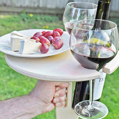 WOODWINE – Portable Wooden Wine Table Folding Outdoor Glass Holder for Picnics & Camping