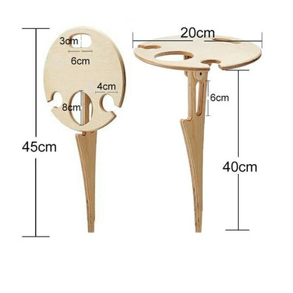 WOODWINE – Portable Wooden Wine Table Folding Outdoor Glass Holder for Picnics & Camping